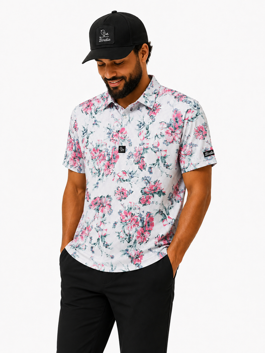 Birdie Flower Shop Performance Polo- Vintage Pinky Peony!