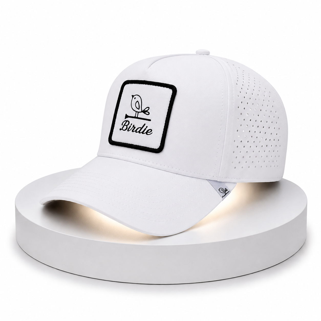 Birdie Perforated Performance Hat  – Patchy Birdie White!