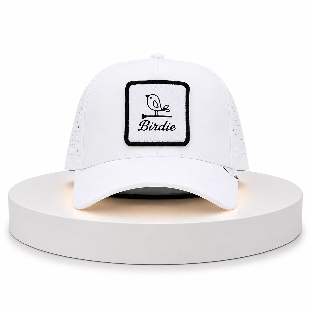 Birdie Perforated Performance Hat  – Patchy Birdie White!