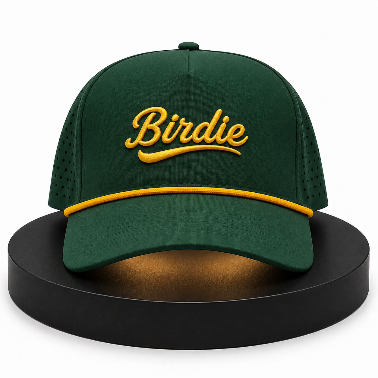 Birdie Perforated Performance Rope Hat – Green & Gold Edition