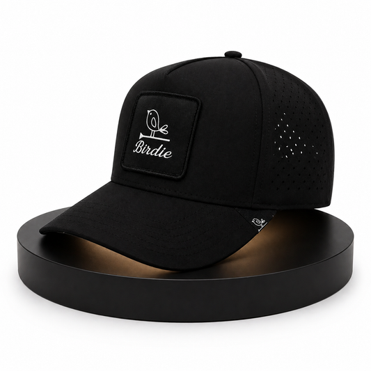 Birdie Perforated Performance Hat  – Patchy Birdie Black!
